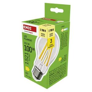 EMOS LED žárovka Filament A60 / E27 / 10, 5 W (100 W) / 1521 lm / teplá bílá ZF5D62 obraz