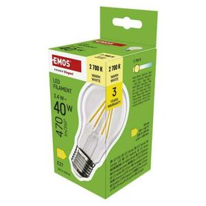 EMOS LED žárovka Filament A60 / E27 / 3, 4 W (40 W) / 470 lm / teplá bílá ZF5D22 obraz