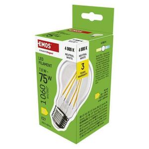 EMOS LED žárovka Filament A60 / E27 / 7, 8 W (75 W) / 1060 lm / neutrální bílá ZF5D53 obraz