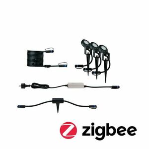 PAULMANN Plug & Shine set Smart Home Zigbee 3.0 LED bodové zahradní světlo Sting IP67 3000K 3x6W 75VA antracit obraz