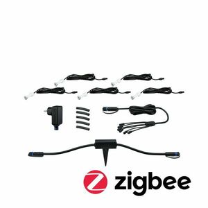 PAULMANN Plug & Shine set Smart Home Zigbee 3.0 LED zemní svítidlo MicroPen IP67 3000K 5x0, 2W 21VA stříbrná Smart Home Zigbee obraz