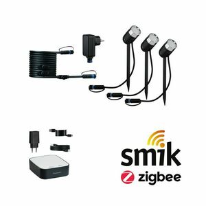 PAULMANN Plug & Shine startovací sada Smart Home smik Gateway + LED bodové zahradní světlo Pike základní sada RGBW+ obraz