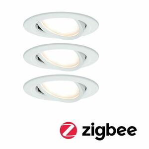 PAULMANN Smart Home Zigbee set Smart Home Zigbee 3.0 vestavné svítidlo Nova Coin + Zigbee Cephei výklopné kruhové 84mm 50° Coin 3x6W 230V 2700K bílá mat obraz