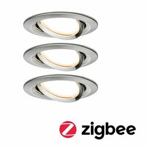 PAULMANN Smart Home Zigbee set Smart Home Zigbee 3.0 vestavné svítidlo Nova Coin + Zigbee Cephei výklopné kruhové 84mm 50° Coin 3x6W 230V 2700K kov kartáčovaný obraz