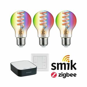 PAULMANN Startovací sada Smart Home Zigbee 3.0 LED žárovka Gateway + Filament 230V LED žárovka E27 RGBW + vypínač obraz