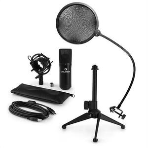 Auna MIC-900B V2, USB mikrofonní sada, kondenzátorový mikrofon + pop-filter + stolní stativ obraz