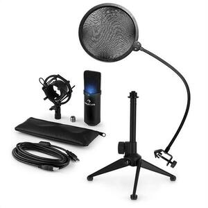 Auna MIC-900B-LED V2, USB mikrofonní sada, černý kondenzátorový mikrofon + pop-filter + stolní stativ obraz