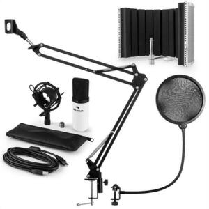 Auna MIC-900WH USB MIKROFONNÍ SADA V5 KONDENZÁTOROVÝ MIKROFON, POP FILTR, MIKROFONNÍ ABSORPČNÍ PANEL, MIKROFONNÍ RAMENO BÍLÁ BARVA obraz