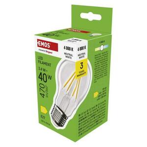 EMOS LED žárovka Filament A60 / E27 / 3, 4 W (40 W) / 470 lm / neutrální bílá ZF5D23 obraz