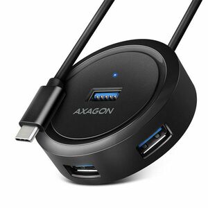 AXAGON HUE-P1C 4x USB 3.2 Gen 1 ROUND hub, micro USB napájecí konektor, 30cm USB-C kabel obraz