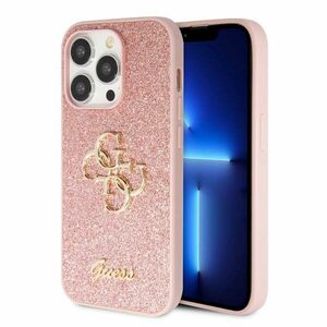 Guess PU Fixed Glitter 4G Metal Logo Zadní Kryt pro iPhone 15 Pro, pink obraz