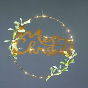 ACA Lighting Vánoční závěsná dekorace kruh MERRY CHRISTMAS 40 LED teplá bílá na baterie 2xAA IP20 40cm X13401125 obraz