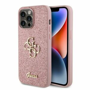 Guess PU Fixed Glitter 4G Metal Logo Zadní Kryt pro iPhone 15 Pro Max, pink obraz