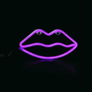 ACA Lighting neonová nástěnná dekorace LIPS, 50 LED na baterie 3xAA/USB, růžová, IP20, 15x2.3x36 F04507329 obraz