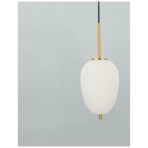 NOVA LUCE závěsné svítidlo LATO opálové sklo antický mosazný kov černý kabel E14 1x5W 230V IP20 bez žárovky 9624066 obraz