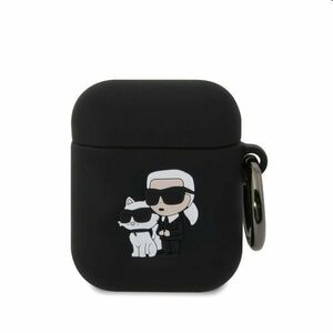 Karl Lagerfeld 3D Logo NFT Karl and Choupette silikonový obal pro Apple AirPods 1/2, černý obraz