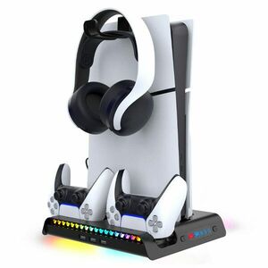 iPega P5S006 Multifunctional charging RGB stand with cooling for PS5 Slim, black obraz