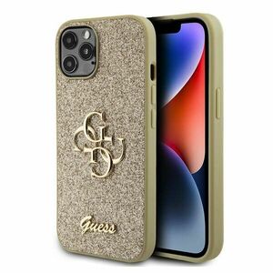 Zadný Kryt Guess PU Fixed Glitter 4G Metal Logo pre iPhone 12/12 Pro, zlatá obraz