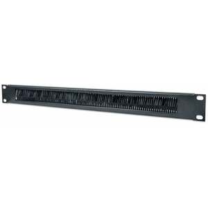 19" Cable Entry Panel - 1U - with Brush Insert - Black - Black 712767 obraz