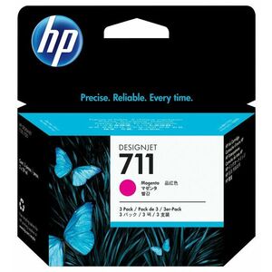 HP 711 Trojbalení purpurové inkoustové kazety DesignJet, 29 CZ135A obraz