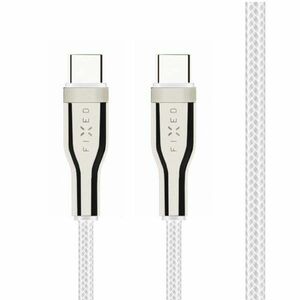 FIXED nabíjací a dátový opletený kábel s konektormi USB-C/USB-C a podporou PD, 1, 2 m, USB 2.0, 100 W, biely obraz