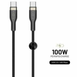 FIXED Nabíjací a dátový opletený kábel s USB-C/USB-C a podporou PD, 1, 2 m, USB 2.0, 100 W, čierny obraz