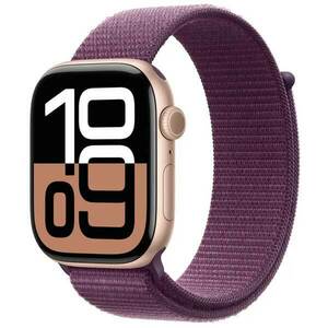 Apple Watch Series 10 GPS + Cellular 46mm Ružovo zlaté hliníkové so slivkovým prevliekacím športovým remienkom obraz