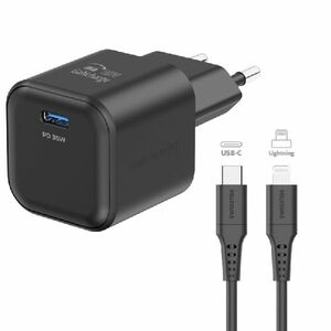 SWISTEN sieťový adaptér 1x USB-C 35 W PD, čierny + dátový kábel USB-C/lightning 1, 2 m, čierny obraz