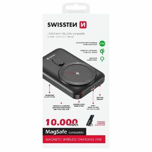 Swissten Powerbanka 20 W 10000 mAh (kompatibilný s MagSafe), PD, čierna obraz