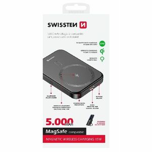 Swissten Powerbanka 20 W 5000 mAh (kompatibilný s MagSafe), PD, čierna obraz