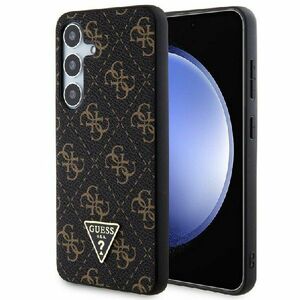 Zadný kryt Guess PU Leather 4G Triangle Metal Logo pre Samsung Galaxy S24 Plus, čieny obraz