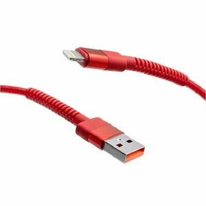 MobilNET Dátový a nabíjací pletený kábel USB/Lightning, 3A, 1m, červený obraz