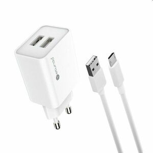 Sturdo Sieťová nabíjačka 3A, PD, 20W, USB QC + nabíjací kábel USB/microUSB, biela obraz