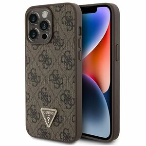 Zadný kryt Guess PU 4G Strass Triangle Metal Logo pre iPhone 15 Pro Max, hnedá obraz