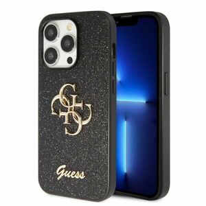 Zadný Kryt Guess PU Fixed Glitter 4G Metal Logo pre iPhone 15 Pro Max, čierna obraz