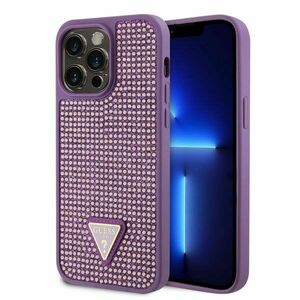 Zadný kryt Guess Rhinestones Triangle Metal Logo pre iPhone 15 Pro Max, fialová obraz