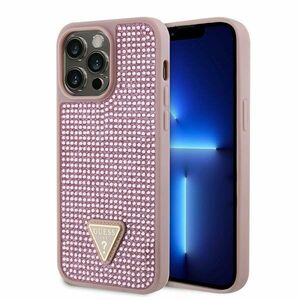 Zadný kryt Guess Rhinestones Triangle Metal Logo pre iPhone 15 Pro, ružová obraz