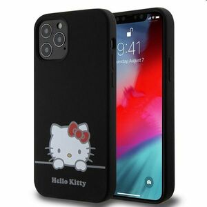 Zadný kryt Hello Kitty Liquid Silicone Daydreaming Logo pre Apple iPhone 12/12 Pro, čierna obraz