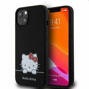 Zadný kryt Hello Kitty Liquid Silicone Daydreaming Logo pre Apple iPhone 13, čierna obraz