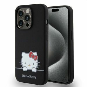 Zadný kryt Hello Kitty Liquid Silicone Daydreaming Logo pre Apple iPhone 15 Pro Max, čierna obraz