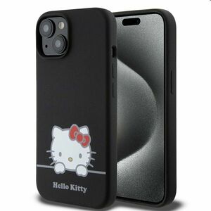 Zadný kryt Hello Kitty Liquid Silicone Daydreaming Logo pre Apple iPhone 15, čierna obraz