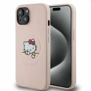 Zadný kryt Hello Kitty PU Kitty Asleep Logo MagSafe pre Apple iPhone 15, ružová obraz