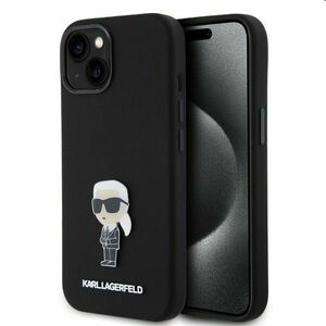 Zadný kryt Karl Lagerfeld Liquid Silicone Metal Ikonik pre Apple iPhone 15, čierna obraz