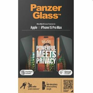 Ochranné sklo PanzerGlass UWF Privacy s aplikátorom pre Apple iPhone 15 Pro Max, čierna obraz