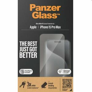 Ochranné sklo PanzerGlass UWF s aplikátorom pre Apple iPhone 15 Pro Max, čierna obraz