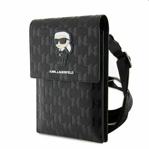 Taška na telefón Karl Lagerfeld Saffiano Monogram Ikonik NFT, čierna obraz