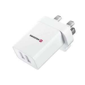 Sieťový Adaptér Swissten 2 x USB 10, 5 W pre UK, biela obraz