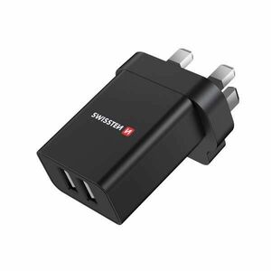 Sieťový Adaptér Swissten 2 x USB 10, 5 W pre UK, čierna obraz