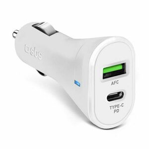 SBS Autonabíjačka USB-C PD 20 W/USB AFC 18 W, biela obraz