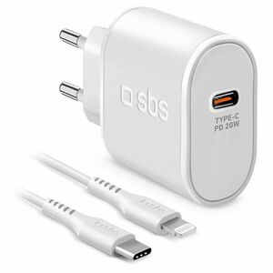 SBS Cestovná nabíjacia sada Ultra Fast Charge, USB-C PD 20 W/Lightning, biela obraz